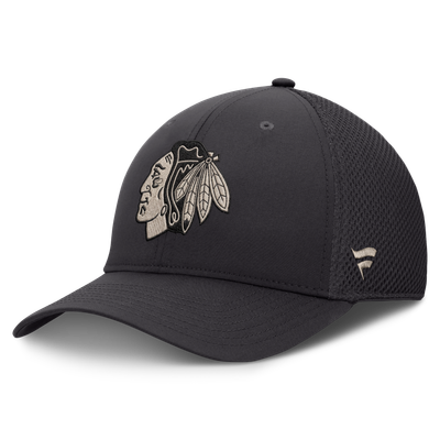 Chicago Blackhawks Fanatics Authentic Pro Road Meshback Stretch Hat - Charcoal