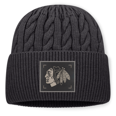 Chicago Blackhawks Fanatics Authentic Pro Road Phantom Oversized Cuffed Knit Hat - Charcoal