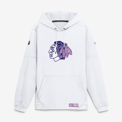  Chicago Blackhawks Fanatics Authentic Pro Hockey Fights Cancer Rink Fleece Hoodie - White