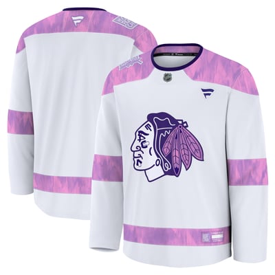  Chicago Blackhawks Fanatics Hockey Fights Cancer Practice Jersey - White