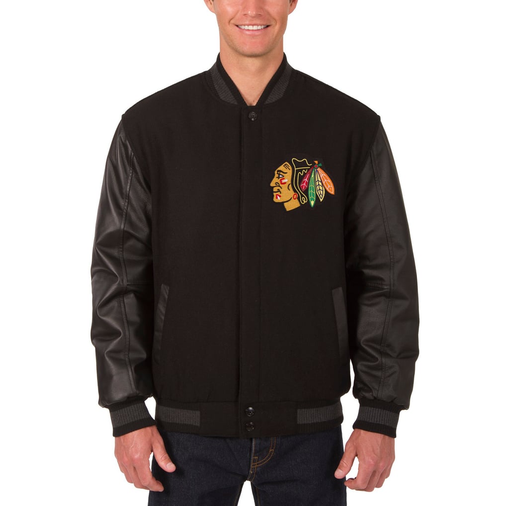 Chicago Blackhawks JH Design Two Hit Wool & Leather Reversible Jacket - Black