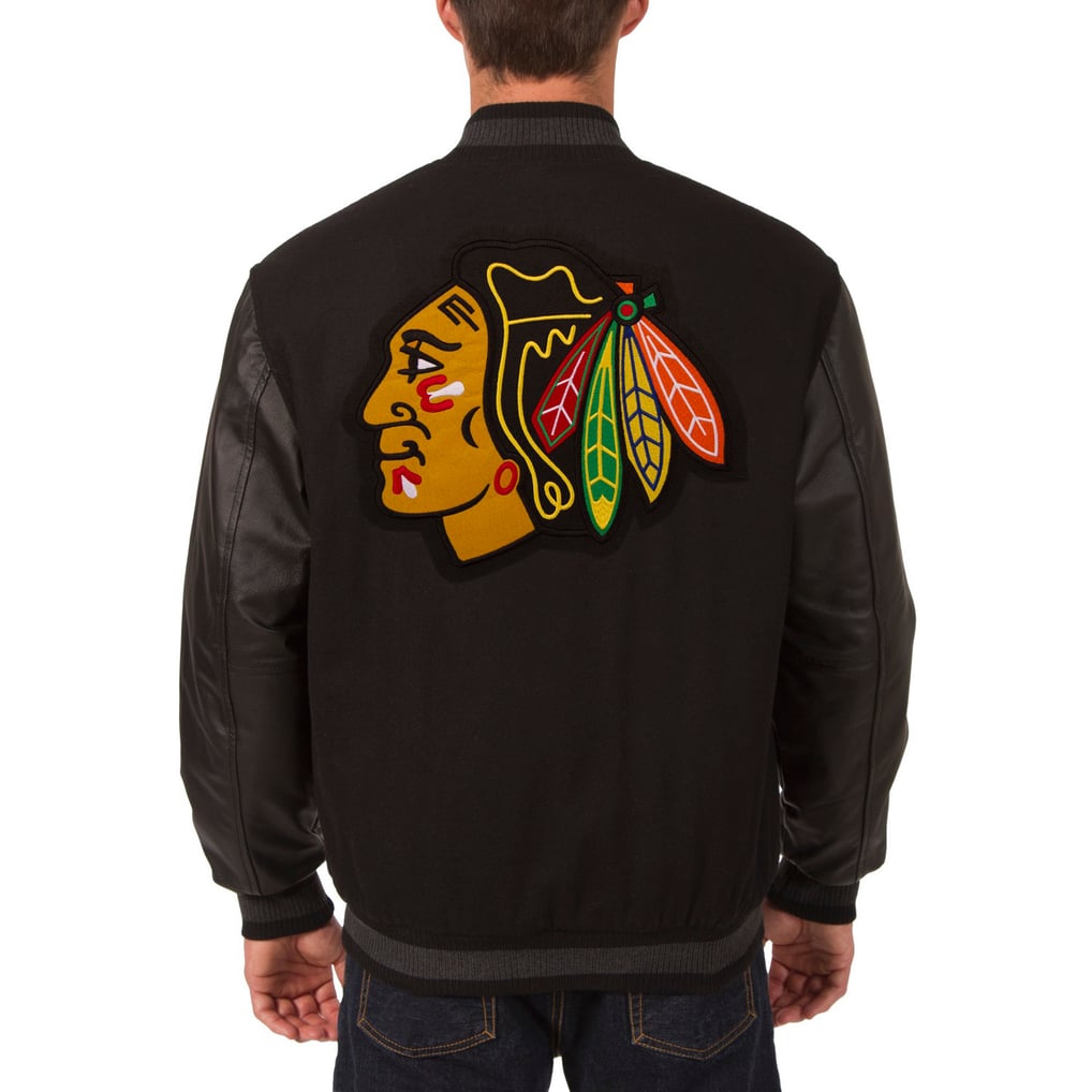 Chicago Blackhawks JH Design Two Hit Wool & Leather Reversible Jacket - Black