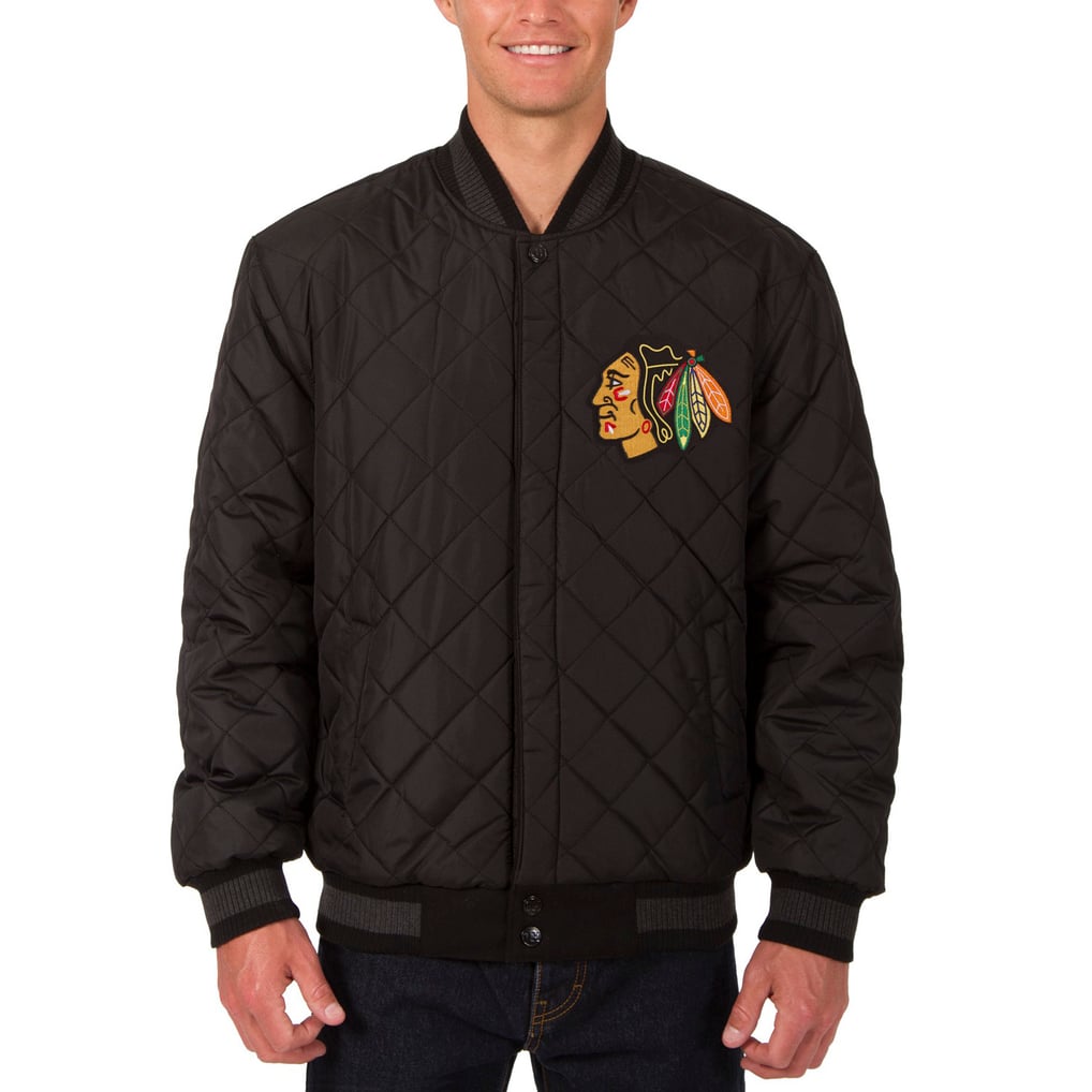 Chicago Blackhawks JH Design Two Hit Wool & Leather Reversible Jacket - Black
