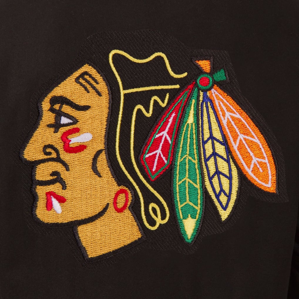 Chicago Blackhawks JH Design Two Hit Wool & Leather Reversible Jacket - Black