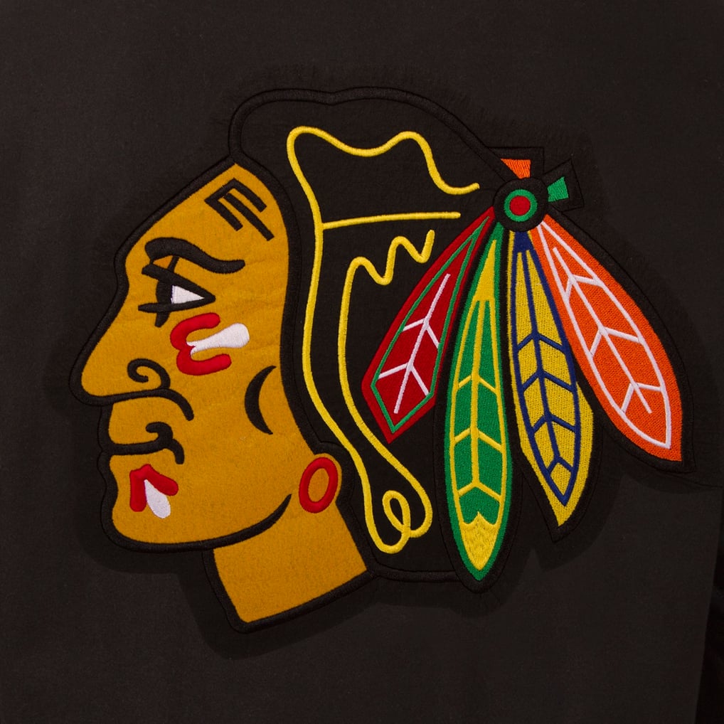 Chicago Blackhawks JH Design Two Hit Wool & Leather Reversible Jacket - Black