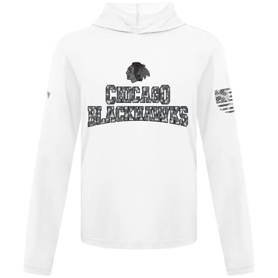 Chicago Blackhawks Levelwear Anthem Camo Long Sleeve Hooded T-Shirt - White