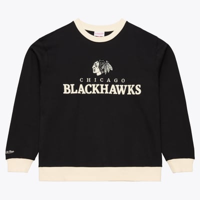  Chicago Blackhawks Mitchell & Ness Cookies & Cream Crewneck Sweatshirt - Black