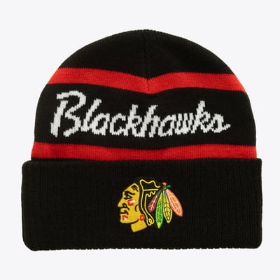 Chicago Blackhawks Mitchell & Ness Head Coach Cuffed Knit Hat - Black