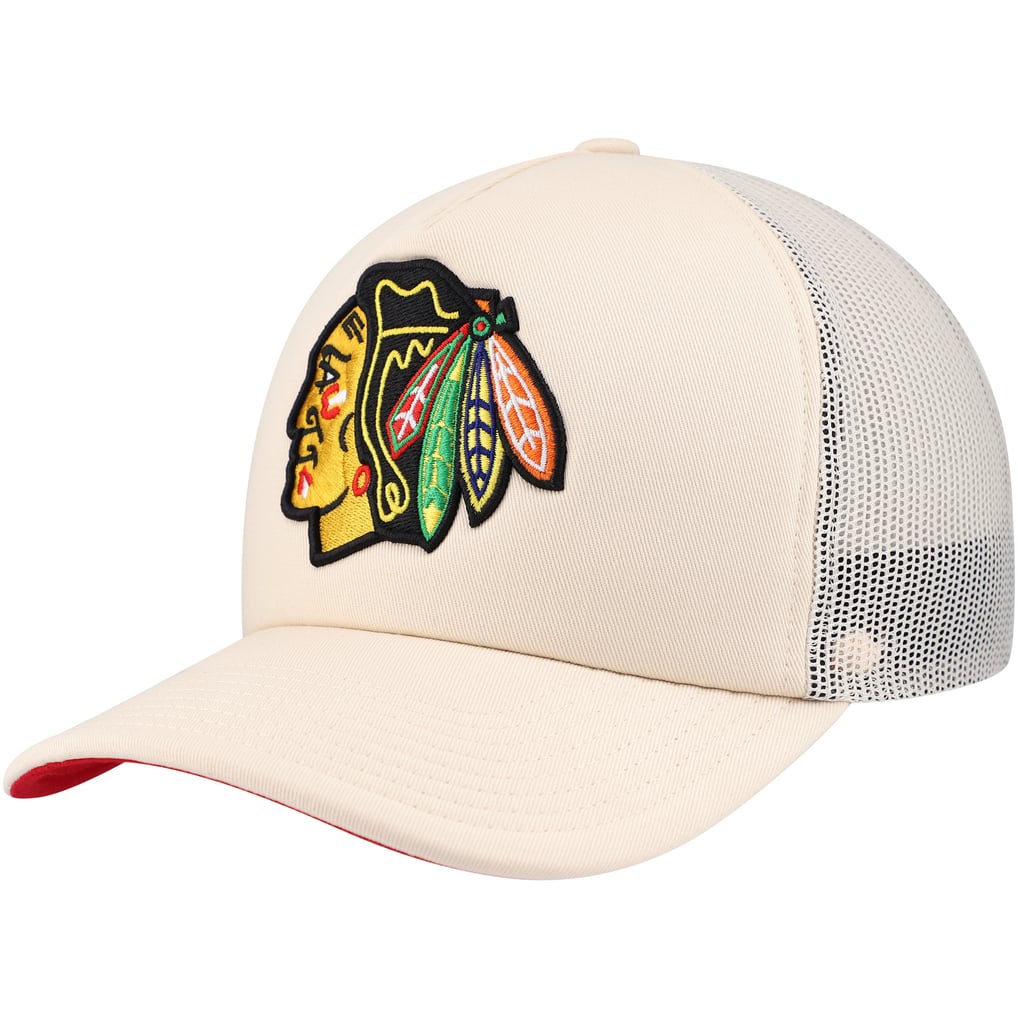 Chicago Blackhawks Mitchell & Ness Foam Front Trucker Adjustable Hat - Cream