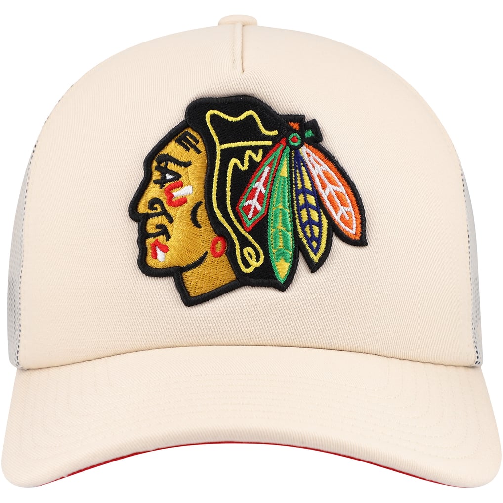 Chicago Blackhawks Mitchell & Ness Foam Front Trucker Adjustable Hat - Cream