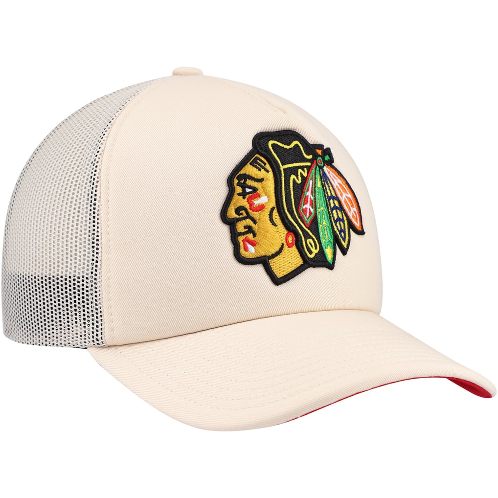 Chicago Blackhawks Mitchell & Ness Foam Front Trucker Adjustable Hat - Cream