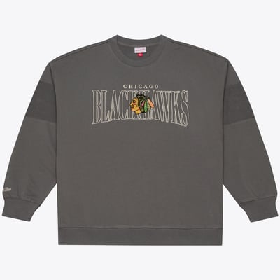 Chicago Blackhawks Mitchell & Ness Heritage Hues Fleece Crew Sweatshirt - Gray