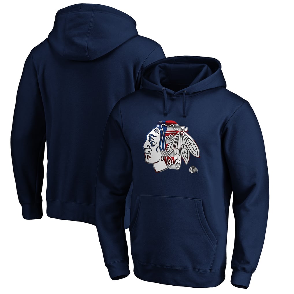 Chicago Blackhawks Banner Wave Logo Pullover Hoodie - Navy