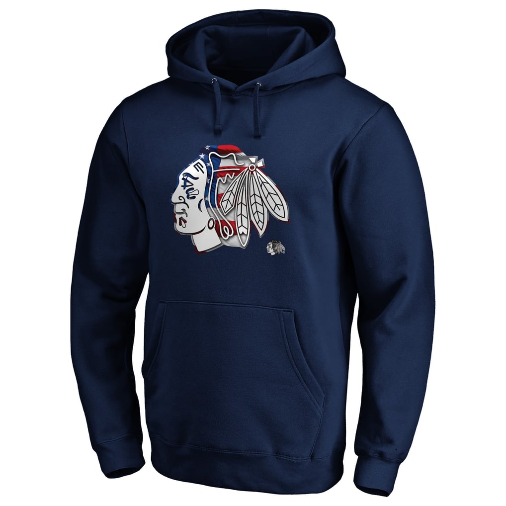 Chicago Blackhawks Banner Wave Logo Pullover Hoodie - Navy