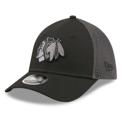 Chicago Blackhawks New Era Neo Mesh 39THIRTY M-Crown Stretch Hat - Black
