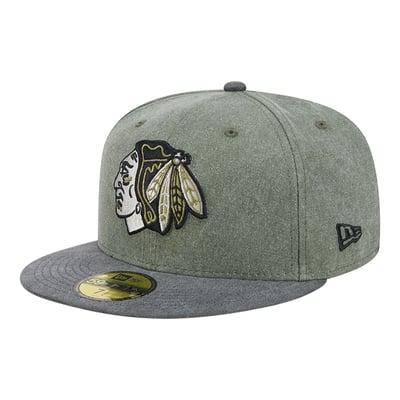 Chicago Blackhawks New Era Roll Call 59FIFTY Fitted Hat - Olive/Black