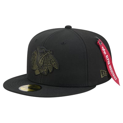 Chicago Blackhawks New Era x Alpha Industries 59FIFTY Fitted Hat - Black
