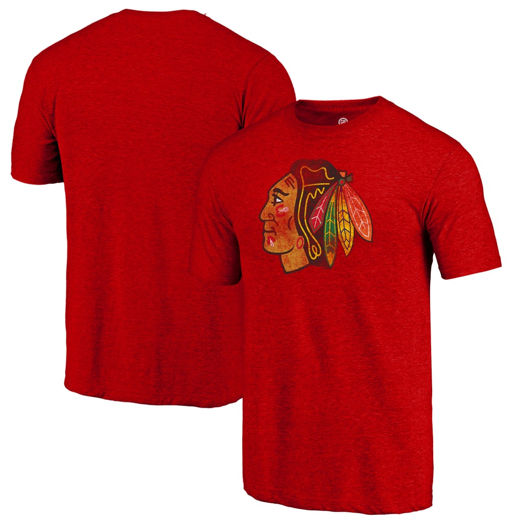  Chicago Blackhawks Distressed Tri-Blend T-Shirt - Red