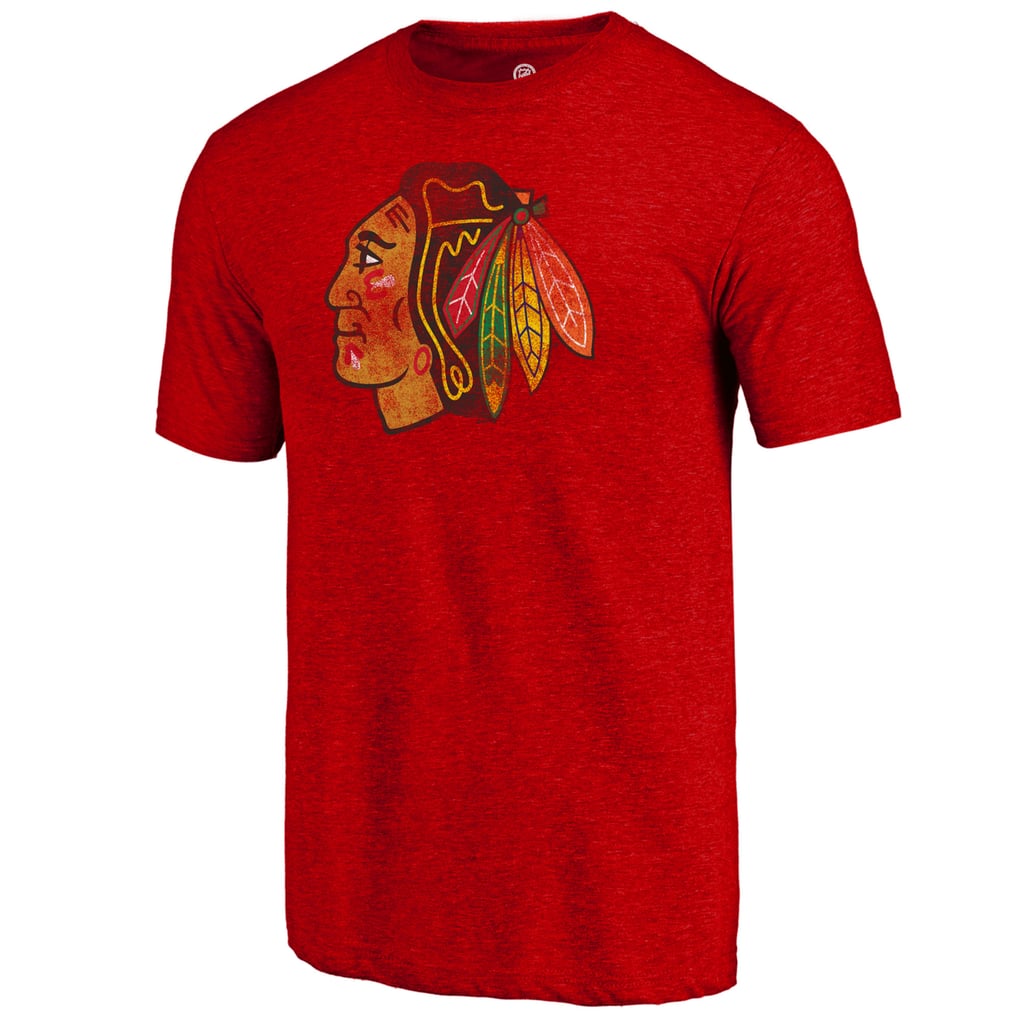  Chicago Blackhawks Distressed Tri-Blend T-Shirt - Red
