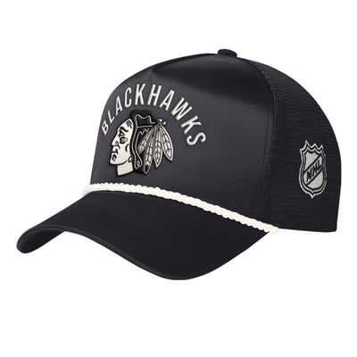 Chicago Blackhawks Starter Satin Trucker Adjustable Hat - Black