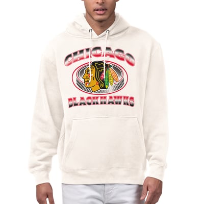  Chicago Blackhawks Starter Face Off Fleece Hoodie - Cream