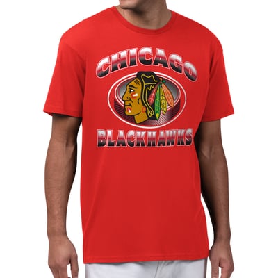  Chicago Blackhawks Starter Face Off T-Shirt - Red
