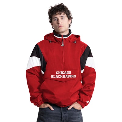 Chicago Blackhawks Starter Half-Zip Hooded Jacket - Red