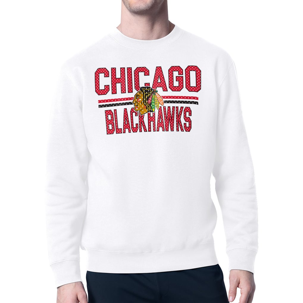 Chicago Blackhawks Starter Mesh Look Team Name Logo Pullover Sweatshirt - White