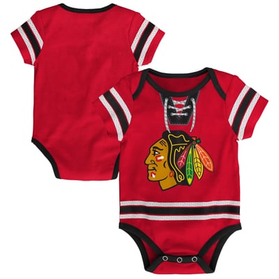  Chicago Blackhawks Outerstuff Newborn Hockey Bodysuit - Red