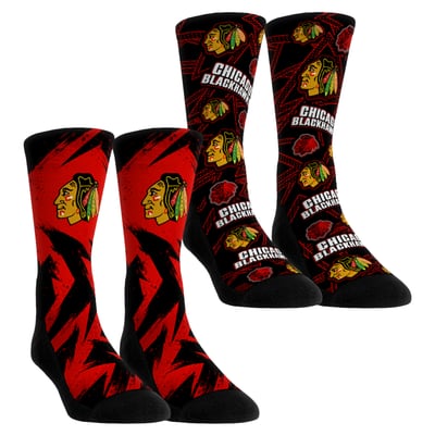  Chicago Blackhawks Rock Em Unisex Game Day Two-Pack Crew Socks - Black
