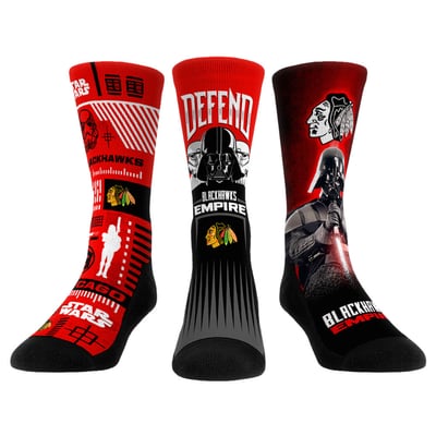  Chicago Blackhawks Rock Em Unisex Star Wars Three-Pack Crew Socks Set - Red