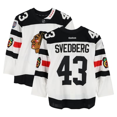 Viktor Svedberg Chicago Blackhawks Fanatics Authentic Practice-Used #43 White Jersey vs. Minnesota Wild on February 21, 2016 