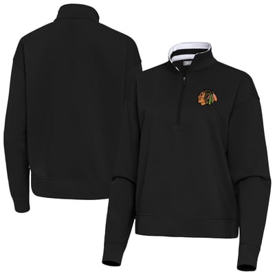 Chicago Blackhawks Antigua Women's Goddess Half-Zip Pullover - Black
