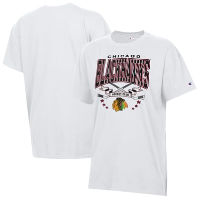 Chicago Blackhawks Champion Women's  Crossing Sticks Oversized T-Shirt - White