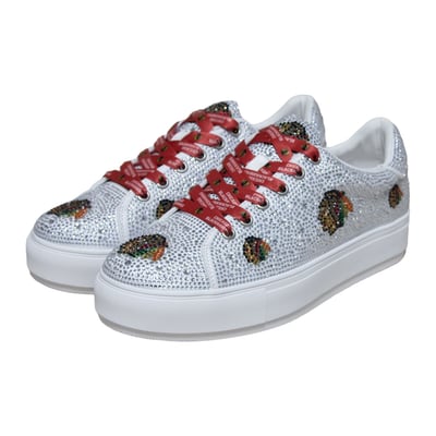  Chicago Blackhawks FABGATING by Cuce Women's Crystal Team Logo Sneakers - White