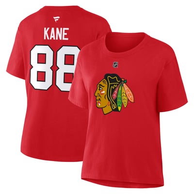 Patrick Kane Chicago Blackhawks Fanatics Women's Authentic Stack Name & Number T-Shirt - Red