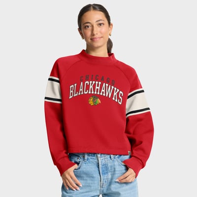 Chicago Blackhawks Fanatics Women's Heritage Overtime Fleece Mockneck Sweatshirt - Red
