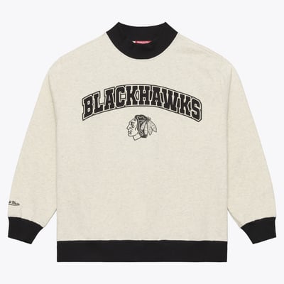  Chicago Blackhawks Mitchell & Ness Women's Cookies & Cream Mock Neck Pullover - Cream