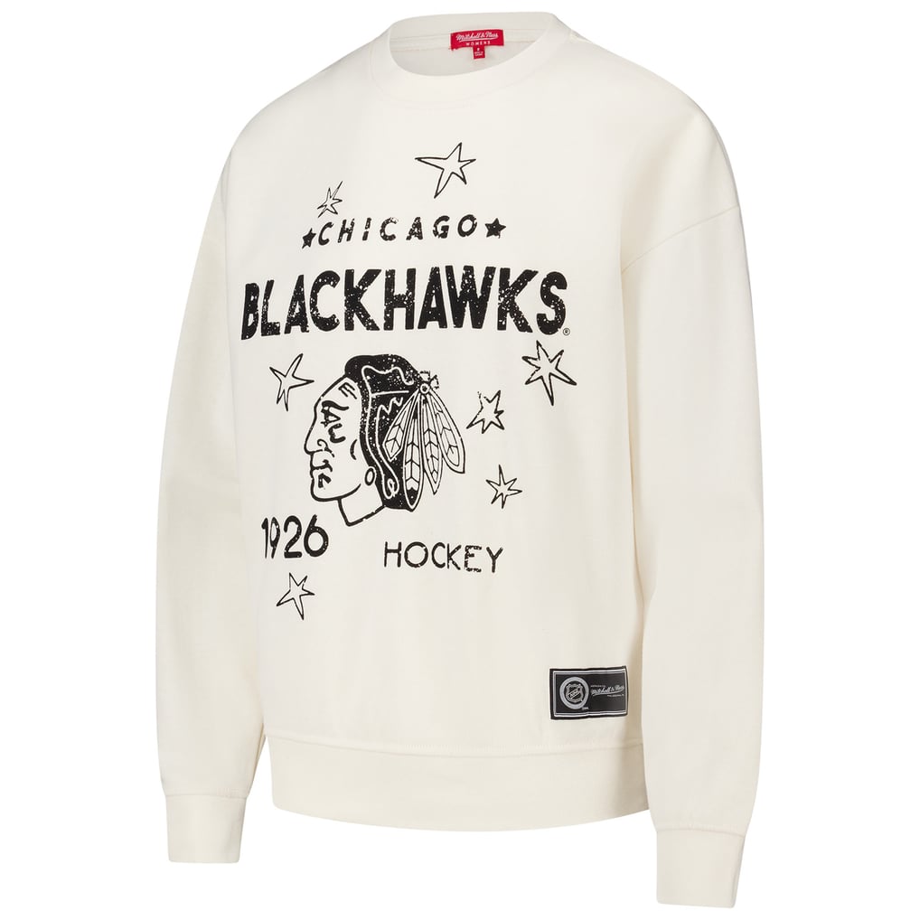  Chicago Blackhawks Mitchell & Ness Women's Logo 3.0 Pullover Sweatshirt - Cream