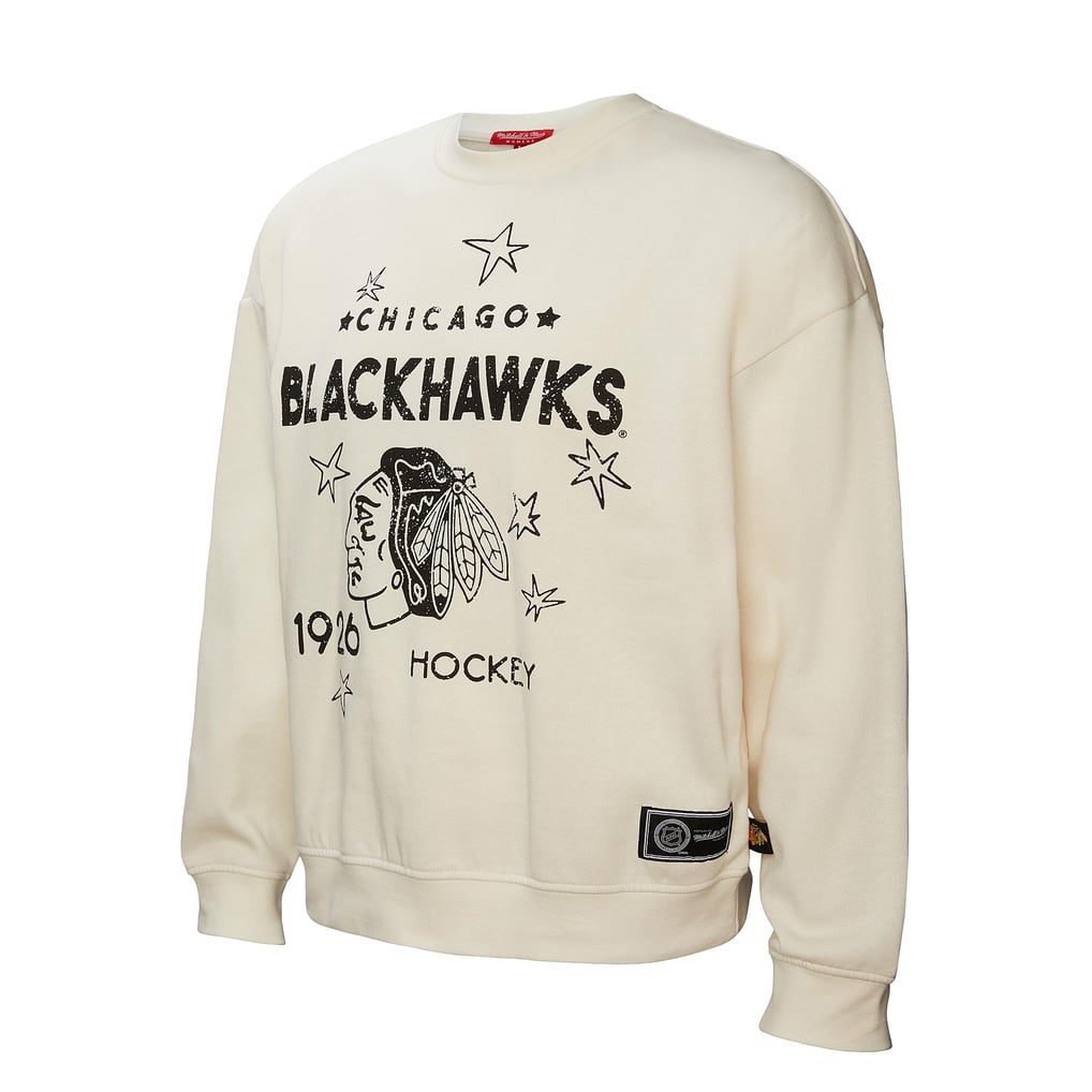  Chicago Blackhawks Mitchell & Ness Women's Logo 3.0 Pullover Sweatshirt - Cream
