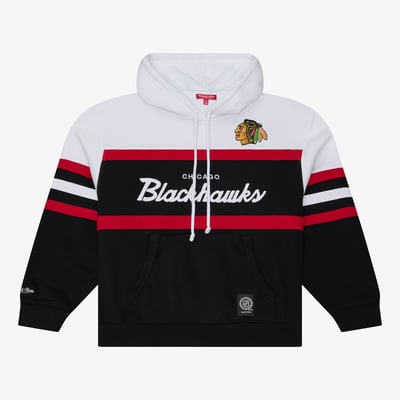  Chicago Blackhawks Mitchell & Ness Women's Head Coach Hoodie - White/Black