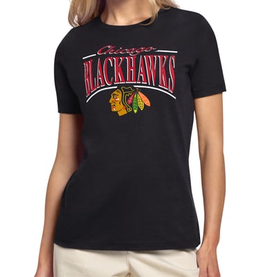 Chicago Blackhawks Starter Women's Arch Stripe T-Shirt - Black