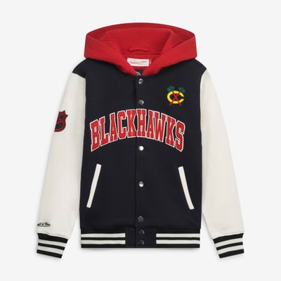  Chicago Blackhawks Mitchell & Ness Youth Rink Side Full-Snap Fleece Jacket - Black