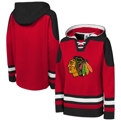 Chicago Blackhawks Outerstuff Youth Ageless Must Have Home Raglan V-Neck Hoodie - Red