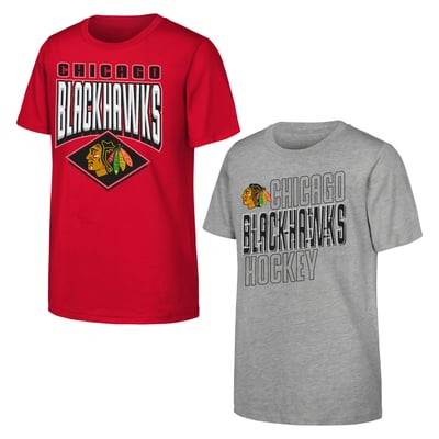 Chicago Blackhawks Outerstuff Youth Trench Kings 2-Pack T-Shirt Set - Red/Gray
