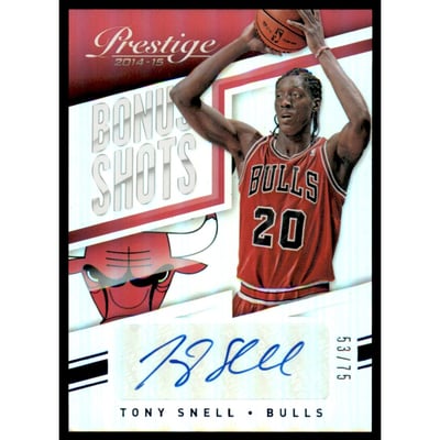 2014-15 Prestige Premium Bonus Shots Autographs Blue #31 Tony Snell/75