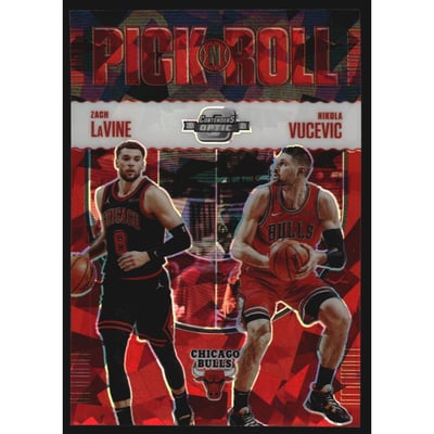 2020-21 Panini Contenders Optic Pick n Roll Red Cracked Ice #20 Nikola Vucevic/Zach LaVine