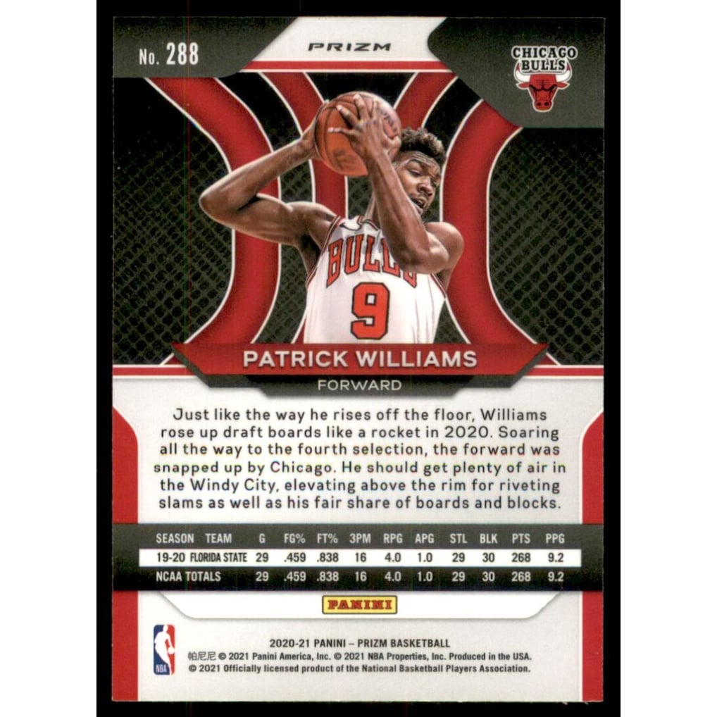 2020-21 Panini Prizm Prizms Ruby Wave #288 Patrick Williams