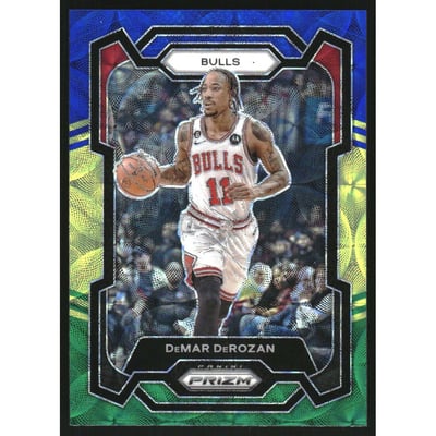 2023-24 Panini Prizm Prizms Choice Blue Yellow and Green #36 DeMar DeRozan