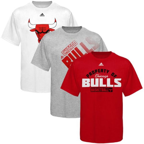 adidas Chicago Bulls Youth Red-Ash-White Triple Threat T-Shirt